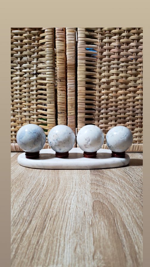 Sphères en Agate Plume Blanche AA