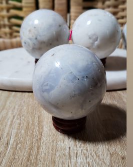 Sphères en Agate Plume Blanche AA