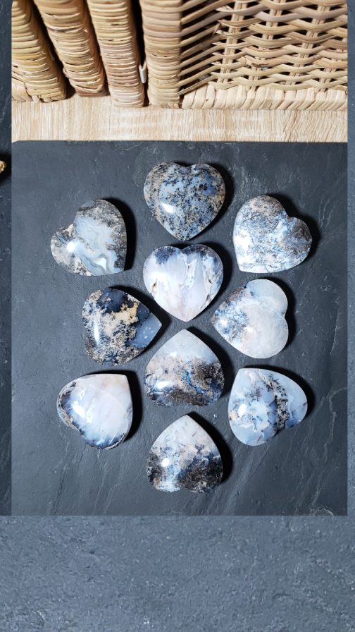 Galets Coeur en Agate Dendritique AA